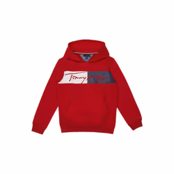 Tommy Hilfiger Boys' Long Sleeve Fleece Pull-Over Hoodie  Scarlet Sage