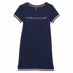 Tommy Hilfiger Girls' Short Sleeve Flag T-Shirt Dress  Relaxed Fit wit
