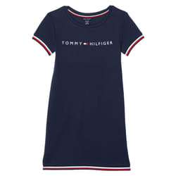 Tommy Hilfiger Girls' Short Sleeve Flag T-Shirt Dress  Relaxed Fit wit