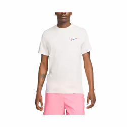 NIKE Mens T Shirts Club Swoosh HDY Print Short Sleeve Summer White Sportswear - White, XL