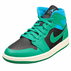 Nike Air Jordan 1 Mid Womens Fashion Trainers in Black Green - 3.5 UK