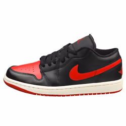 Nike Air Jordan 1 Low Womens Fashion Trainers in Black Red - 3 UK