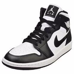 Nike Air Jordan 1 Mid Womens Fashion Trainers in White Black - 7.5