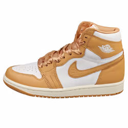 Nike Air Jordan 1 Retro Hi Oh Womens Fashion Trainers in White Gold - 6.5