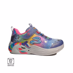 ) Lights: Unicorn Dreams | Blue/Multi | Childrens Light Up Trainers - 1.5 (Children's