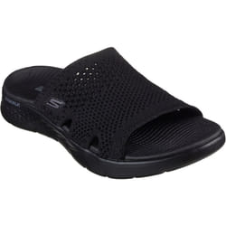 ) Skechers GO WALK Flex Elation Polyester Women's Black Sandals - Black, 6 (Adults'