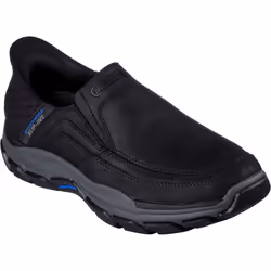 ) Skechers Respected Elgin Leather Men's Black Moccasins Shoes - Black, 6 (Adults'