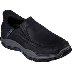 ) Skechers Respected Elgin Leather Men's Black Moccasins Shoes - Black, 6 (Adults'