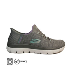 ) Slip-ins: Summits - Dazzling Haze | Grey/Mint | Womens Slip On Trainers - 7 (Adults'