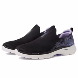Skechers Women's GO Walk 6-Glimmering Sneaker  Black/Lavender  9.5