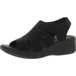 Skechers Women's PIER-LITE-Memory Maker Wedge Sandal  Black/Black  8