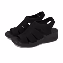 Skechers Women's PIER-LITE-Memory Maker Wedge Sandal  Black/Black  9