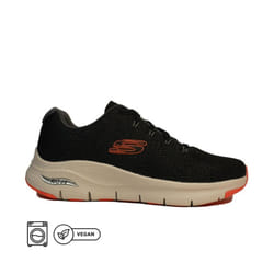 ) Arch Fit - Takar | Black/Orange Mesh | Mens Arch Support Trainers - 9 (Adults'