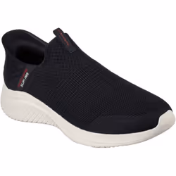 ) Skechers Ultra Flex 3.0 Smooth Step Polyester Men's Black Trainers - Black, 8 (Adults'