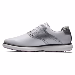 FootJoy Women's Traditions Spikeless Golf Shoe  White/Silver  7.5