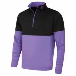 Footjoy Mens Colour Block Midlayer Wicking Stretch Golf Sweater - L, Black/Violet