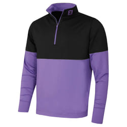 Footjoy Mens Colour Block Midlayer Wicking Stretch Golf Sweater - S, Black/Violet
