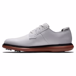FootJoy Men's Traditions Blucher Golf Shoe  White/Brick  10.5