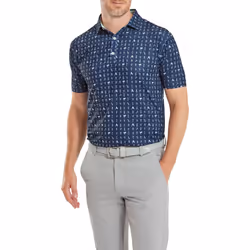FootJoy Mens 2024 19th Hole Four Way Stretch Moisture Wicking Golf Polo Shirt - M, Navy