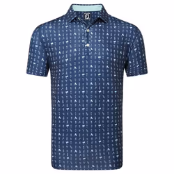 FootJoy Mens 2024 19th Hole Four Way Stretch Moisture Wicking Golf Polo Shirt - M, Navy