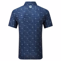 FootJoy Mens 2024 19th Hole Four Way Stretch Moisture Wicking Golf Polo Shirt - M, Navy