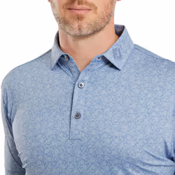FootJoy Mens 2024 Painted Floral Pattern Four Way Stretch Golf Polo Shirt - XXL, Storm