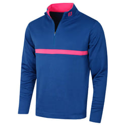 Footjoy Mens Inset Stripe Midlayer Stretch Wicking Golf Sweater - L, Deep Blue