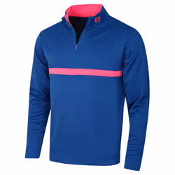 Footjoy Mens Inset Stripe Midlayer Stretch Wicking Golf Sweater - XL, Deep Blue