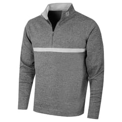Footjoy Mens Inset Stripe Midlayer Stretch Wicking Golf Sweater - XL, Heather Grey