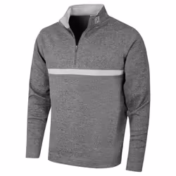Footjoy Mens Inset Stripe Midlayer Stretch Wicking Golf Sweater - XXL, Heather Grey