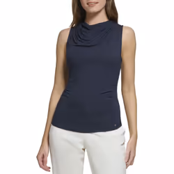 Tommy Hilfiger Women's Drapey Suiting Blouse  Midnight