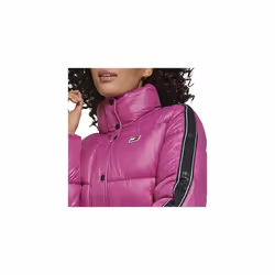 Tommy Hilfiger Women's Cropped Fit Zipper Pockets Puffer Jacket Logo T
