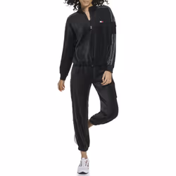 Tommy Hilfiger Women's Velour Fabric Cargo Pockets Pullover Half Zip G