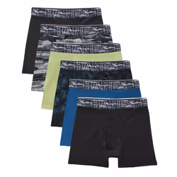 Hanes Boys' Big Performance Tween Boxer Brief Pack  X-Temp Mesh Underwear  Assorted  Black/Blue/Green/Grey - 6 Pack  Small