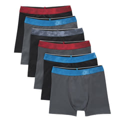 Hanes Boys' Big Performance Tween Boxer Briefs Underwear  X-Temp  Assorted Solids  6-Pack  Black/Grey-6 Pack