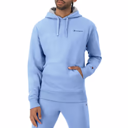 Champion Powerblend Fleece Hoodie Comfortable Men's Sweatshirt Logo Reg. or Big & Tall Plaster Blue Small Script