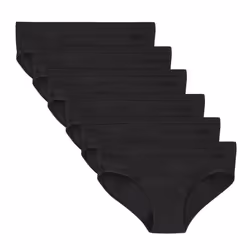Hanes Girls' Big Underwear  Comfort  Period. Panties  Moderate Protection  6-Pack  Hipster-Black-6 Pack