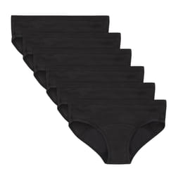 Hanes Girls' Big Underwear  Comfort  Period. Panties  Moderate Protection  6-Pack  Hipster-Black-6 Pack