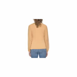 Calvin Klein Women's Long Sleeve Gathered Front Knit  Cantaloupe  Larg