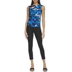 Calvin Klein Women's Knit Sleeveless with Shredded Sides  Harbor Blue
