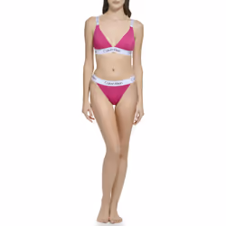Calvin Klein Womens Standard Fabric Logo Waistband Swim Bottom Fuchsia Silky Rib XSmall