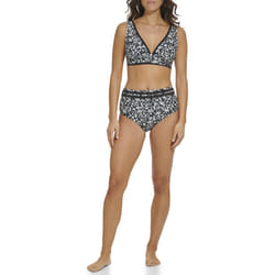 Tommy Hilfiger Womens Over The Shoulder Bra Top with Mesh Trim  Black
