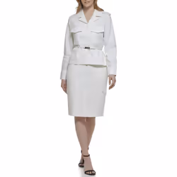 Calvin Klein Women's Jacket Belted  Soft White