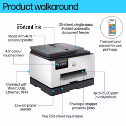 HP OfficeJet Pro 9135e Wireless All-in-One Color Printer, Instant Ink; Two-sided printing - Additional view 5