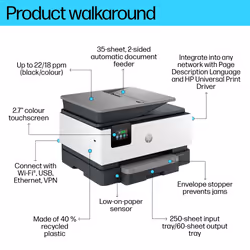 HP OfficeJet Pro 9120b Wireless All-in-One Color Printer, Two-sided printing; Copier, Scanner - Additional view 5