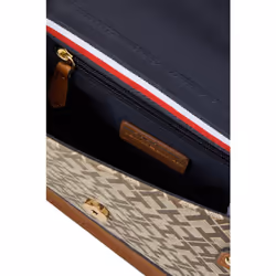 Tommy Hilfiger Lucia Geo Poly Jacquard Top-Handle Crossbody Tan/Dark/C