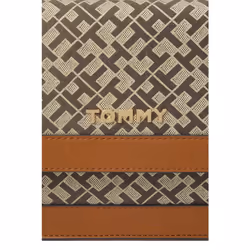 Tommy Hilfiger Lucia Geo Poly Jacquard Top-Handle Crossbody Tan/Dark/C