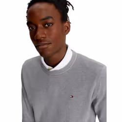 TOMMY HILFIGER Mens Solid Crewneck Pullover Sweater  GreyHtr  M