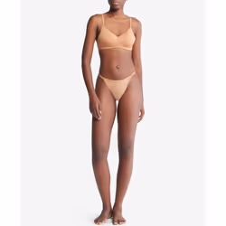 Calvin Klein Women's Ideal Micro Low Rise String Thong  Sandalwood