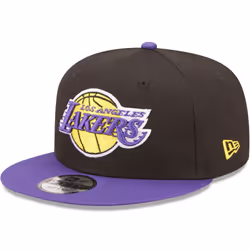 New Era Los Angeles Lakers Team Patch Snapback Adjustable 9FIFTY Cap Hat - Black - S/M, Black